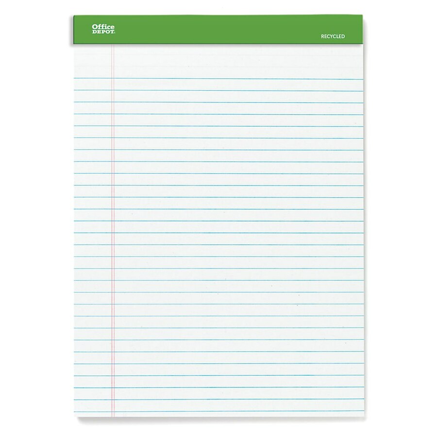 Office Depot 100% Recycled Perforated Legal Pads, 8 1/2