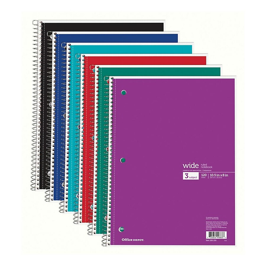 Office Depot Wirebound Notebook, 3Hole Punched, 8 1/2" x 10 1/2", 3
