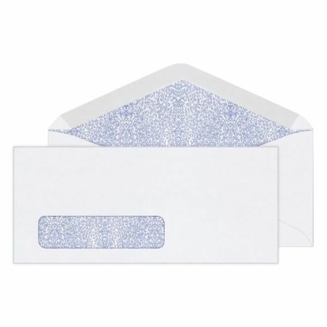 Office Depot 10 Security Envelopes, Left Window, Gummed Seal, White