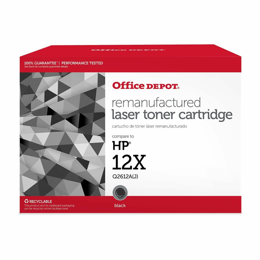 Office Depot Toner Cartridge Alternative for HP Q2612A Black Ink