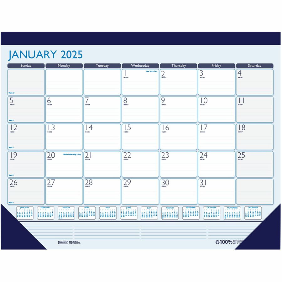 House Of Doolittle Contempo Desk Pad Large Size Professional Julian Dates Monthly 1 Year January 21 Till December 21 1 Month Single Page Layout