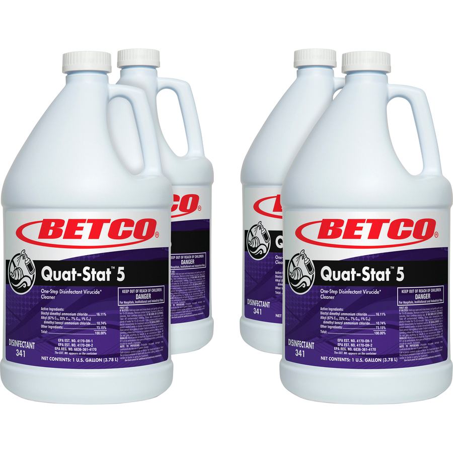 Betco Quat-Stat 5 Disinfectant Gallon - Concentrate - 128 fl oz (4 quart) -  Lavender Scent - 4 / Carton - Deodorize - Purple - Perfect Output, LLC DBA  LaserEquipment