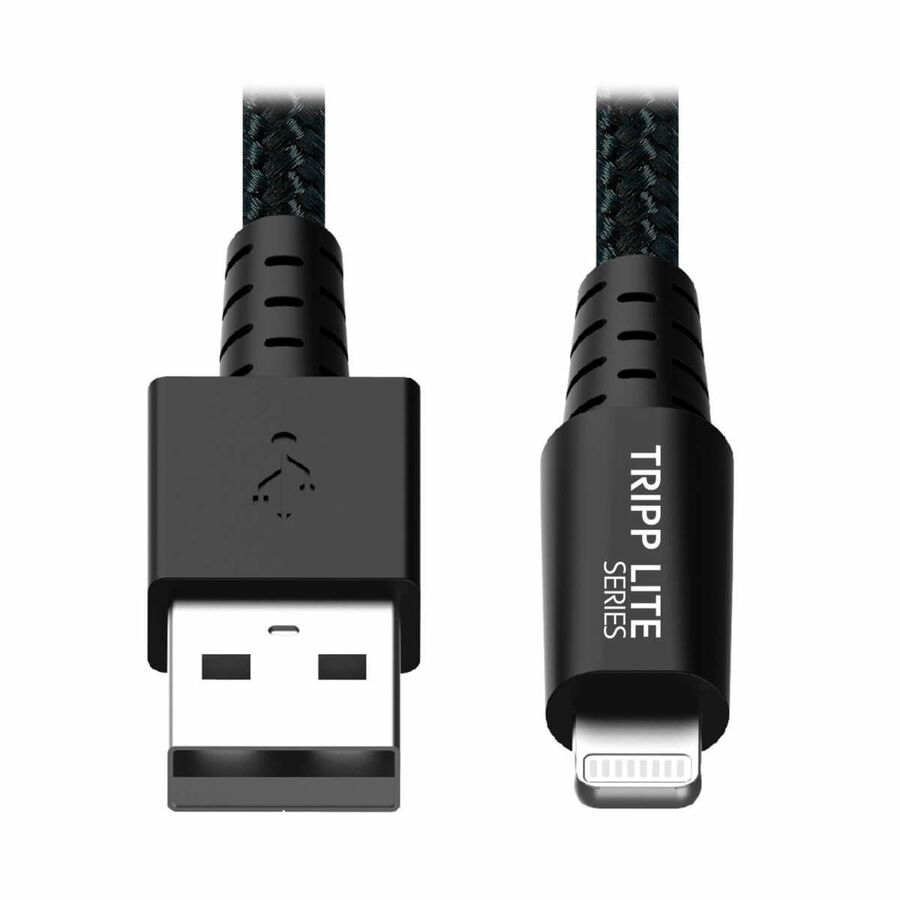 Tripp Lite Heavy-Duty USB-A to Lightning Cable (M/M), Gray, 3 ft. (0.9 m) - 3 ft Lightning/USB Data Transfer Cable for iPhone, iPad, iPad mini, iPad Air, iPad Pro, iPod touch, Computer - First End: 1 x 8-pin Lightning - Male - Second End: 1 x USB 2.0 Type