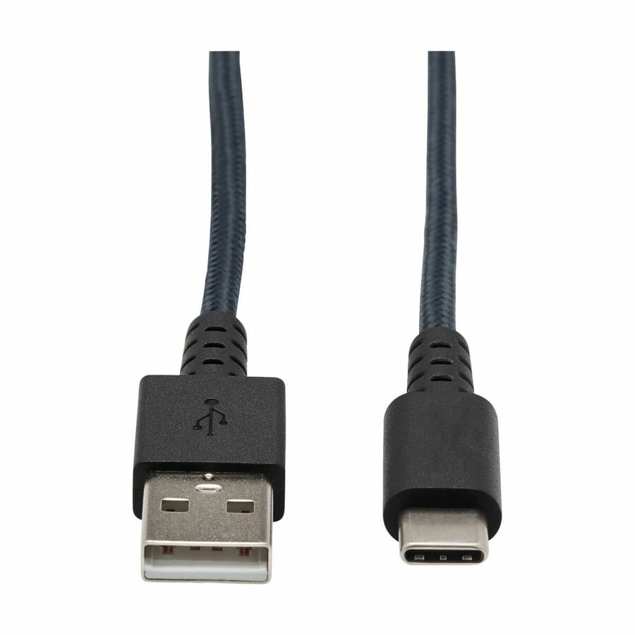 Tripp Lite U038-010-GY-MAX Heavy-Duty USB-A to USB-C Cable (M/M), Gray, 10 ft. (3 m) - 10 ft Data Transfer Cable for Smartphone, Computer, Charger, MacBook, Chromebook, Notebook, Hard Drive, Tablet, Ultrabook - First End: 1 x USB 2.0 Type A - Male - Secon
