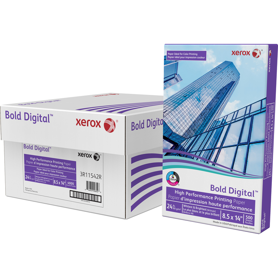 Bukken helpen Koninklijke familie Xerox Bold Inkjet, Laser Copy & Multipurpose Paper - White - 98 Brightness  - 8 1/2" x 14" - 24 lb Basis Weight - 500 / Ream - R&A Office Supplies