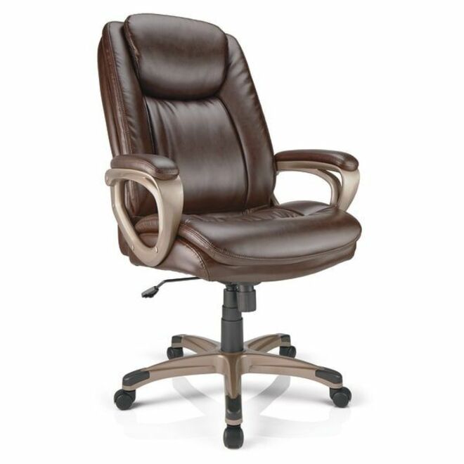 Realspace Treswell Bonded Leather High-Back Executive Chair, Brown