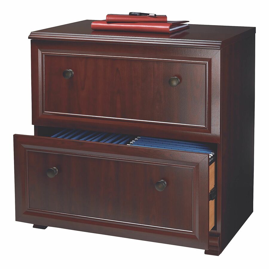 Realspace® Broadstreet 30”W Lateral 2-Drawer File Cabinet, Cherry ...