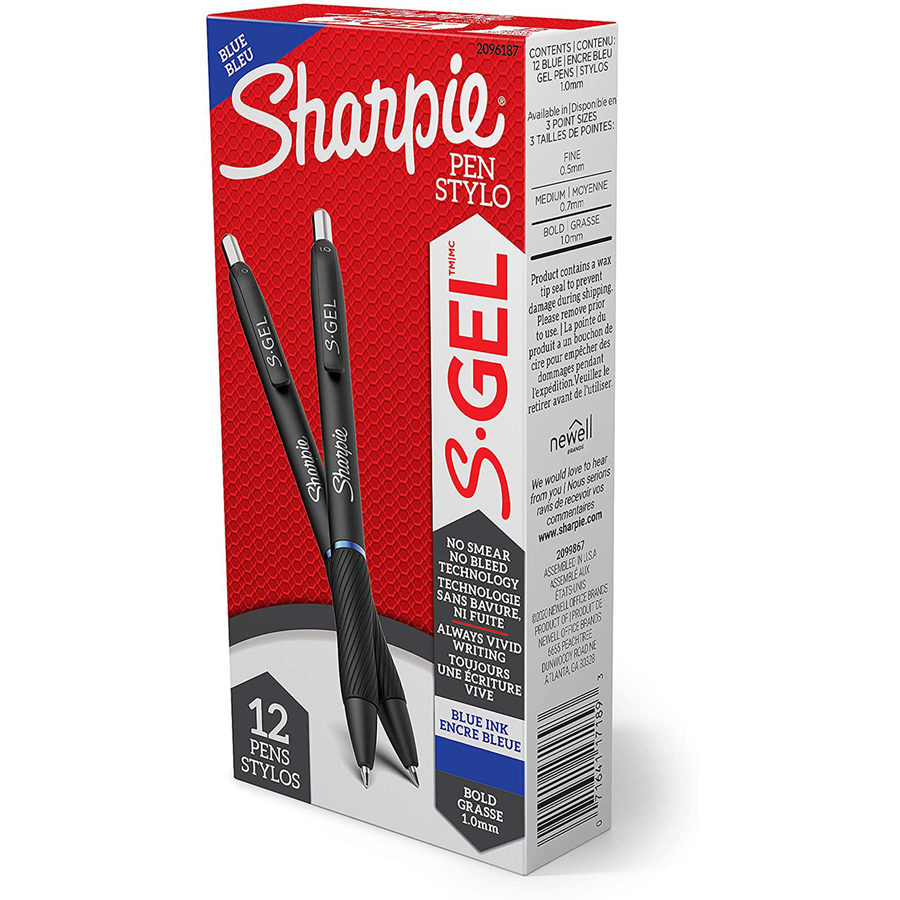 Sharpie Metal Barrel S-Gel Pens, 6-Pack, Medium Point (0.7mm