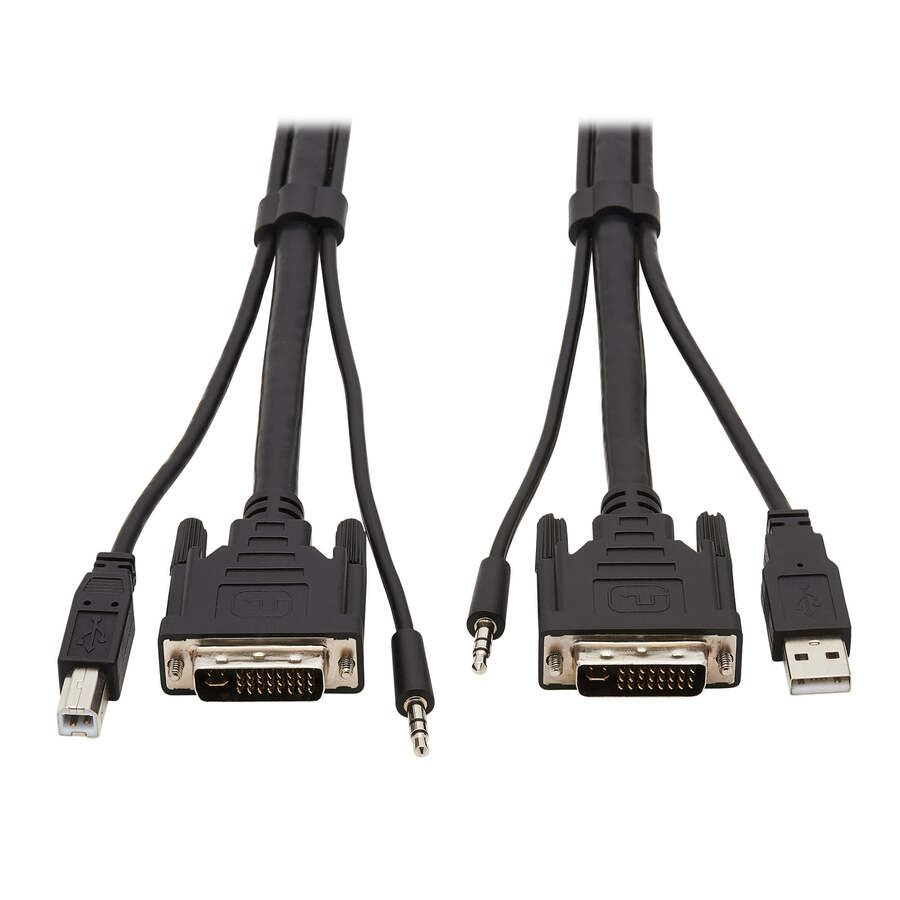 Tripp Lite P784-010 KVM Cable - 10 ft KVM Cable for KVM Switch, Computer - First End: 1 x 24-pin DVI-I (Dual-Link) Digital Video - Male, 1 x Mini-phone Audio - Male, 1 x USB 2.0 Type A - Male - Second End: 1 x 24-pin DVI-I (Dual-Link) Digital Video - Male