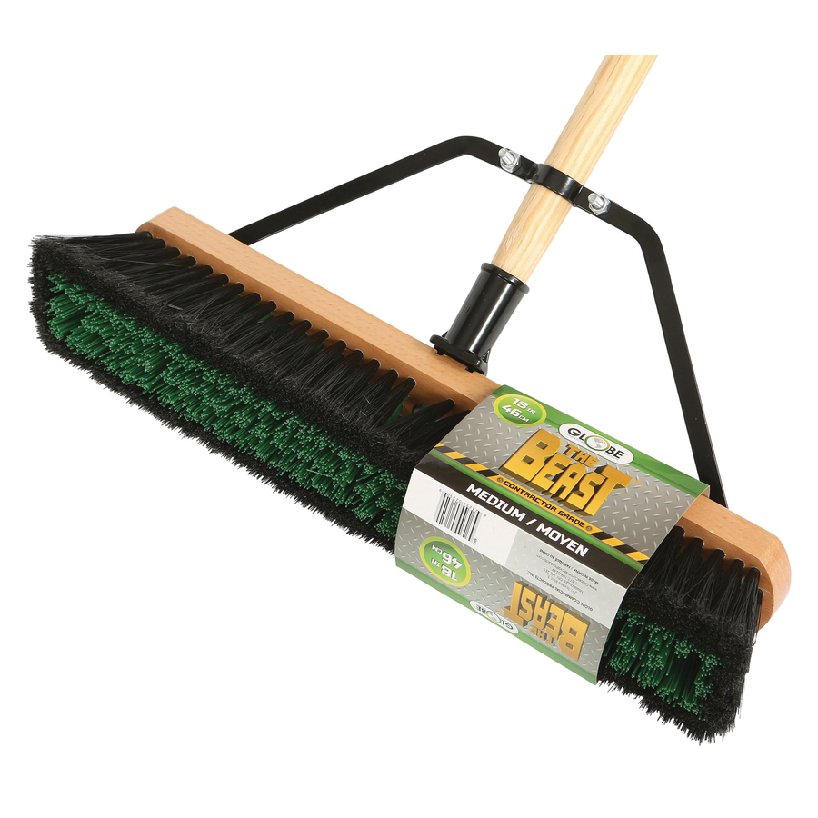 Globe 18" Assembled Wood Block Contractor Push Broom-Medium