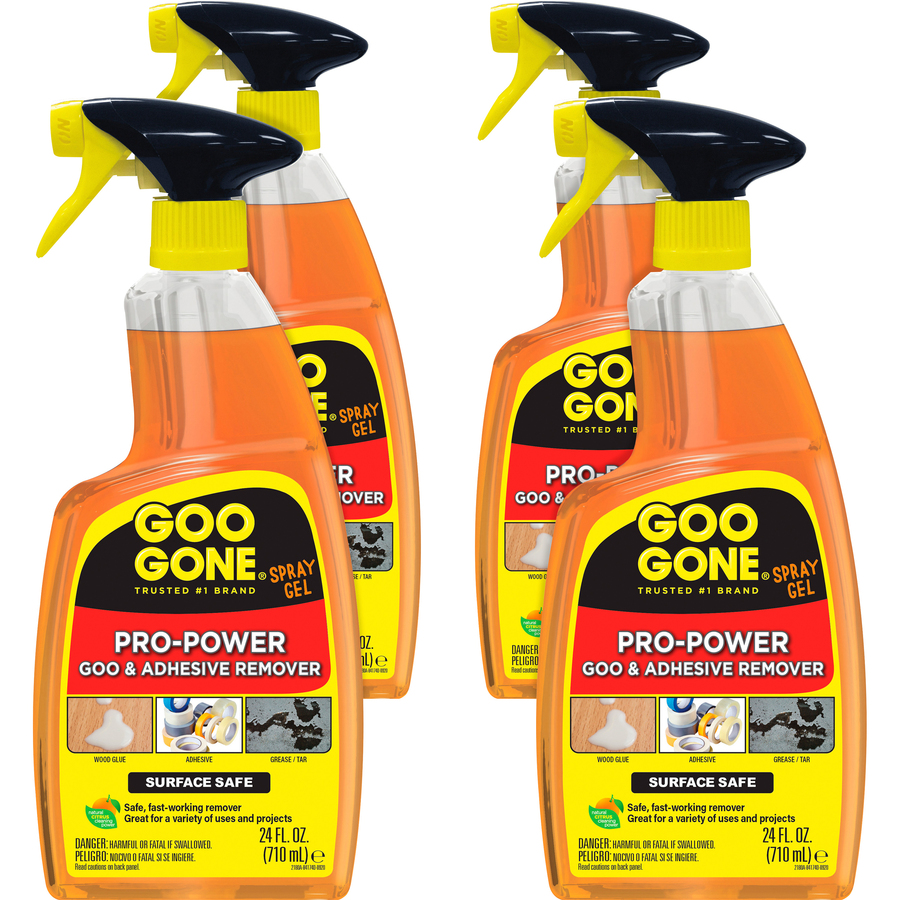 Goo Gone Spray Gel - 24 fl oz - For Tar, Glue, Caulk, Sealant, Tree Sap,  Wet Paint, Asphalt, Ink, Marker Soot, Grease, Oil - Orange - Citrus Extract  4 / Carton - Bluebird Office Supplies