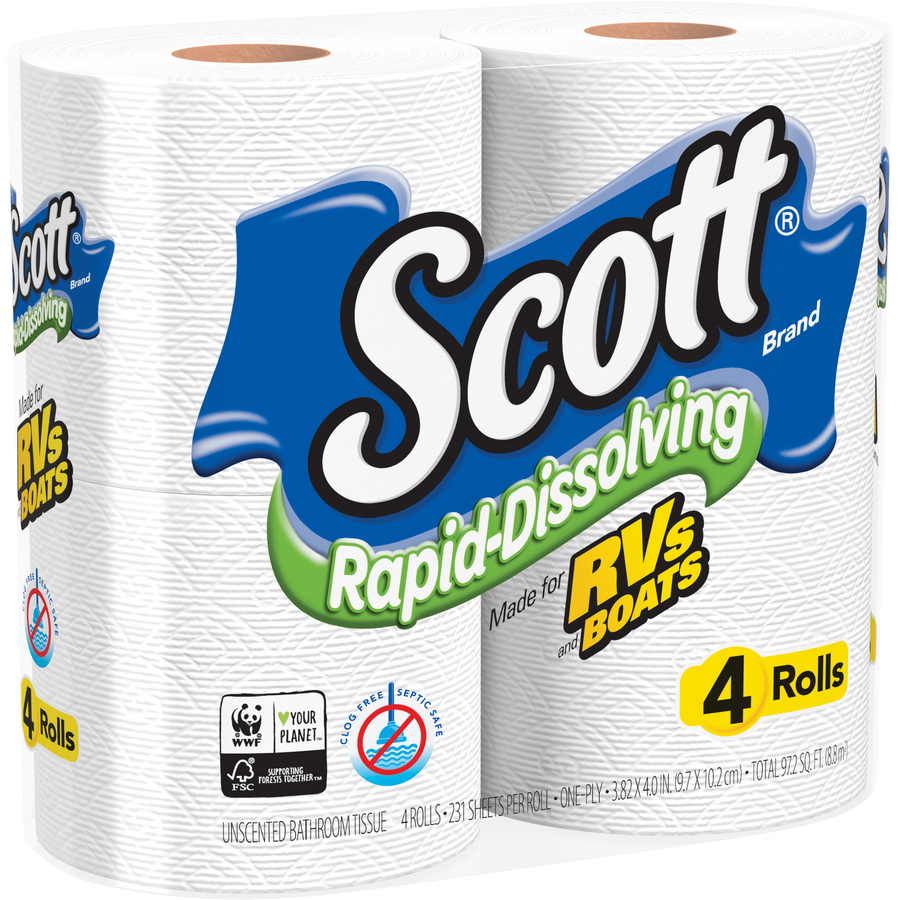 Scott Rapid-Dissolving Toilet Paper - White - Soft, Absorbent, Septic Safe,  Clog Safe - For Skin - 48 / Carton - Filo CleanTech