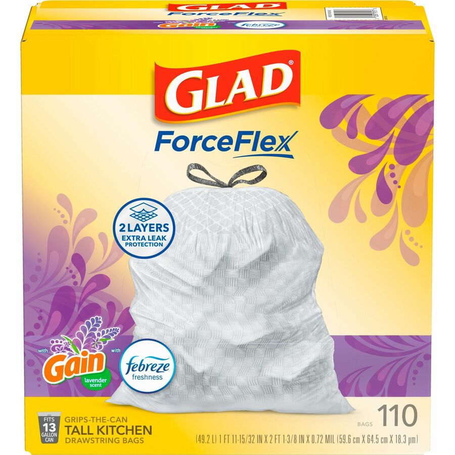 Glad ForceFlex Plus 13 Gal. Tall Kitchen White Trash Bag (40-Count)