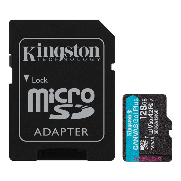 Kingston Canvas Go! Plus, 128GB microSDXC Memory Card w/ ADP