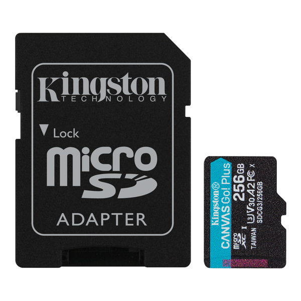 Kingston Canvas Go! Plus,  256GB microSDXC Memory Card w/ ADP