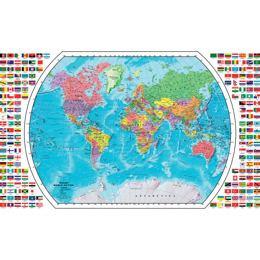 Carte du monde plastifi&eacute;e - Replogle Globes