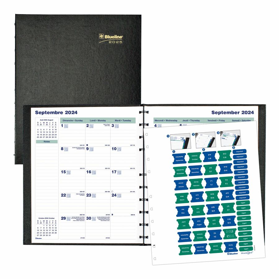 Blueline Miracle Bind/CoilPro 16-Month Monthly Planner, 11"x 9-1/16" , Bilingual