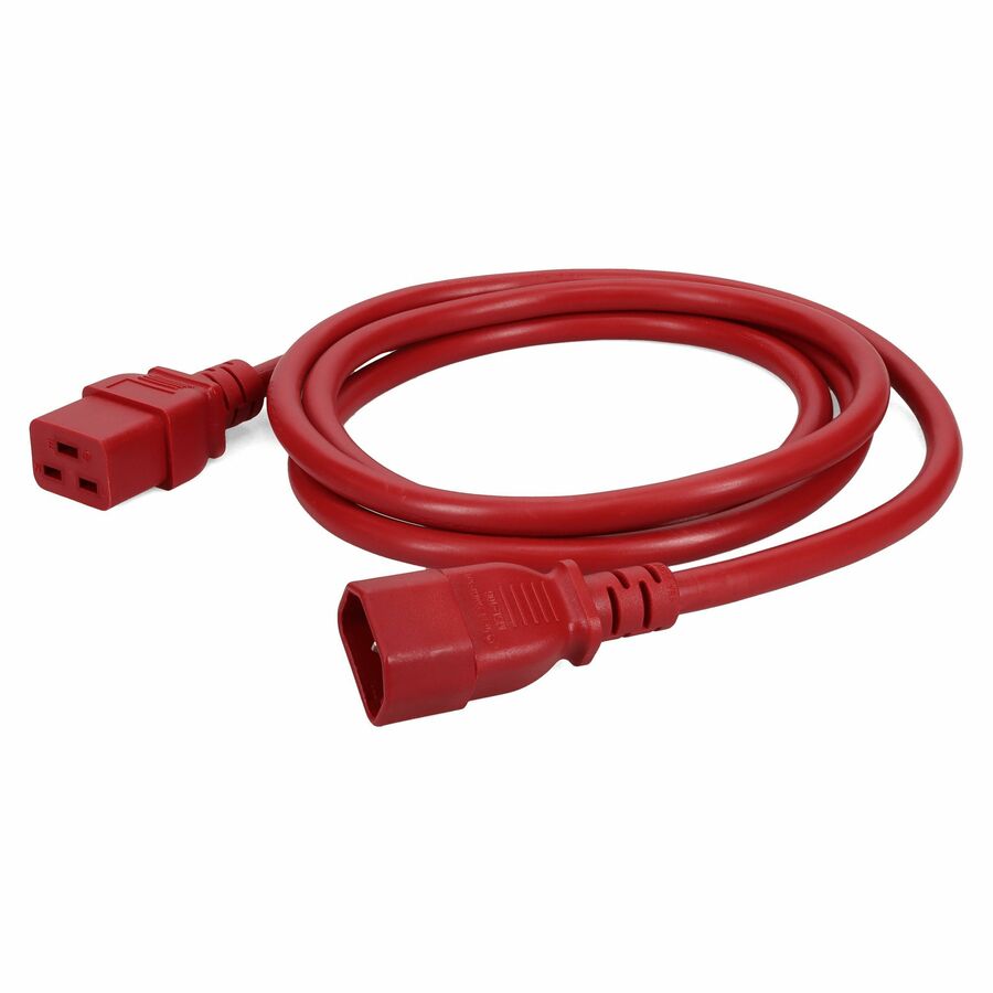 Red 6 ft AddOn Networks C14 to C19 power cable rated 100-250 V 15 A