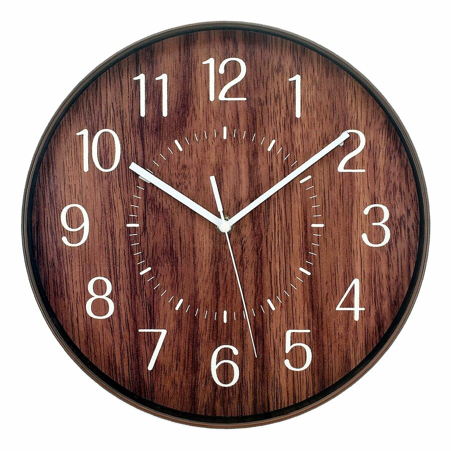 Realspace™ Round Wall Clock, 12" , Woodgrain Wall Clocks Office Depot