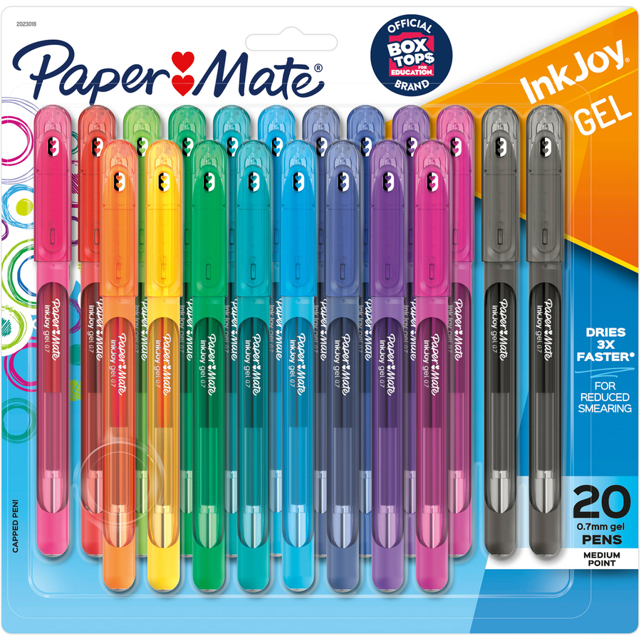 Paper Mate InkJoy Gel Pen - Medium Pen Point - 0.7 mm Pen Point Size -  Assorted Gel-based Ink - Assorted Barrel - 20 Card - Thomas Business Center  Inc