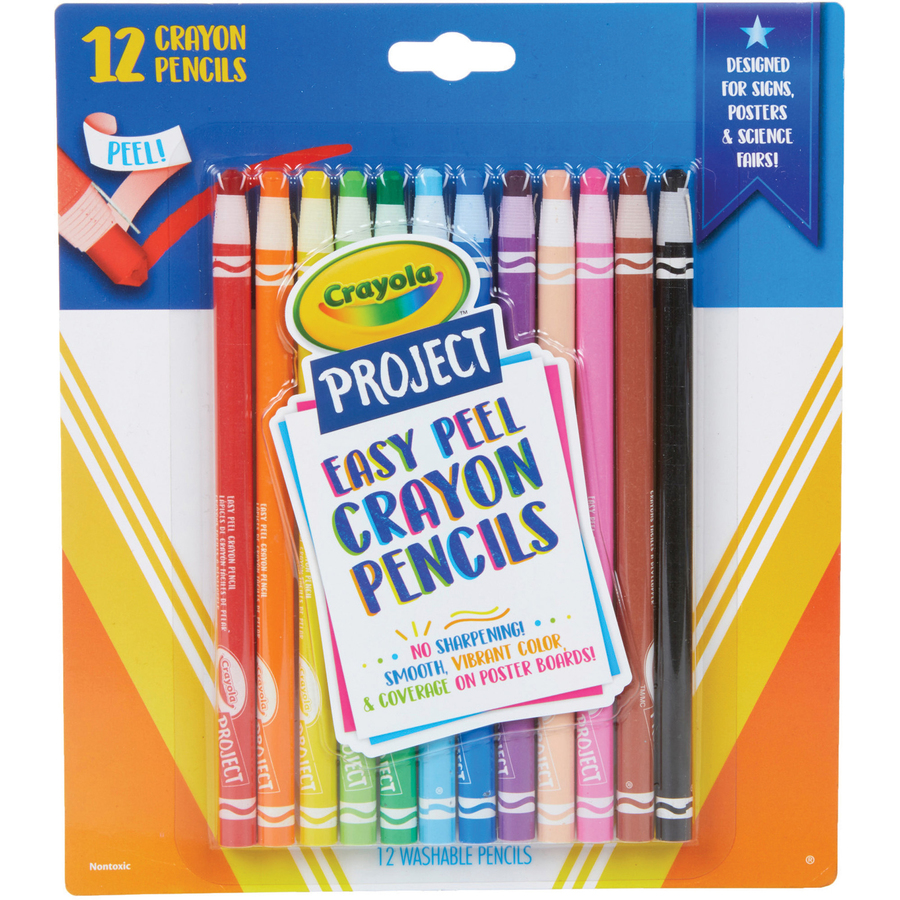 Crayola Project Easy Peel Crayon Pencils 12/Pkg