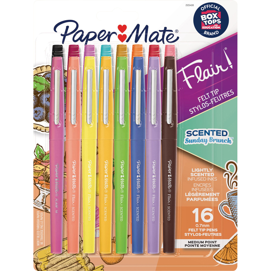 Paper Mate Flair Orange Felt Tip Pens Medium Point, Pack of 6