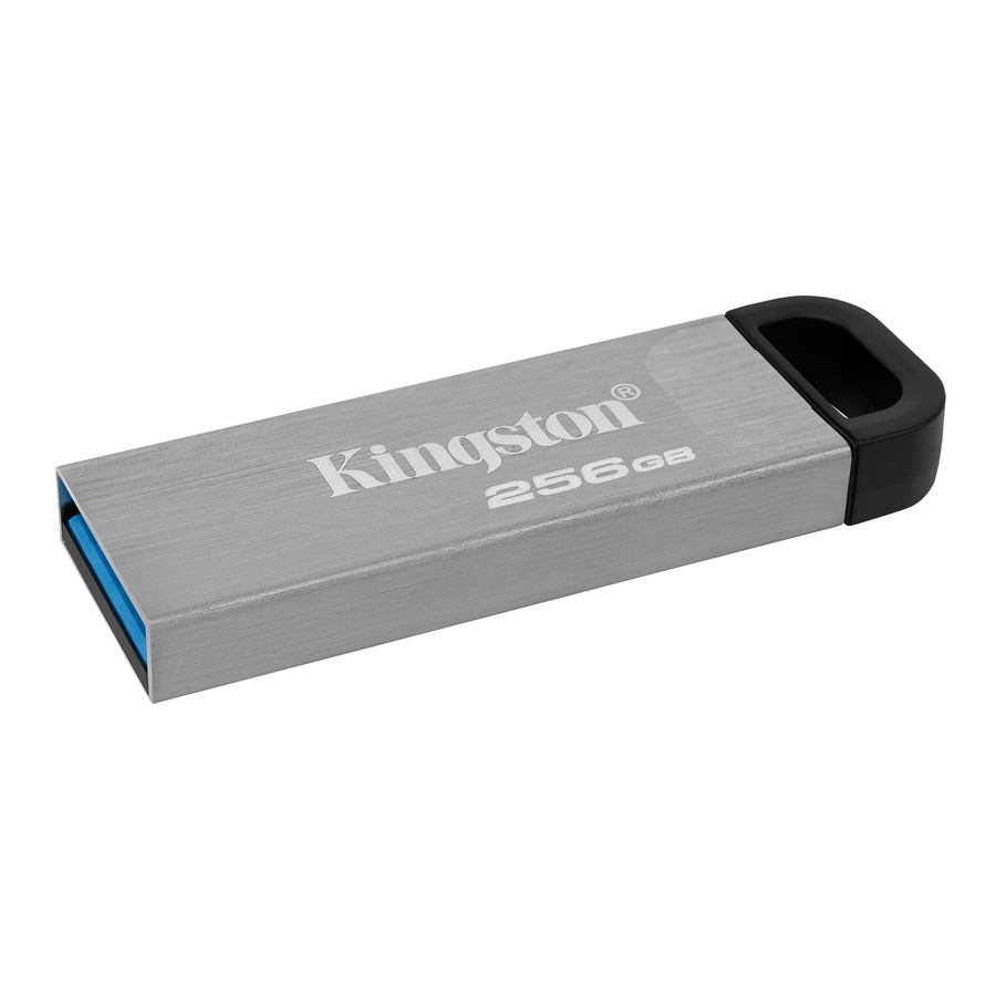 Kingston DataTraveler Kyson 256GB USB 3.2 (Gen 1) Type A Flash Drive - 256 GB - USB 3.2 (Gen 1) Type A - 200 MB/s Read Speed - 60 MB/s Write Speed - Silver - 5 Year Warranty - 1 Piece
