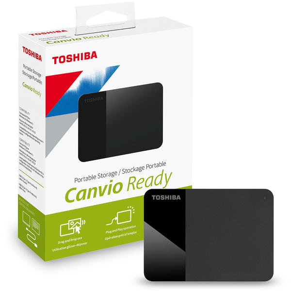 Toshiba CANVIO Ready Portable External Hard Drive, USB 3.0, 4TB, Black, HDTP340XK3CA