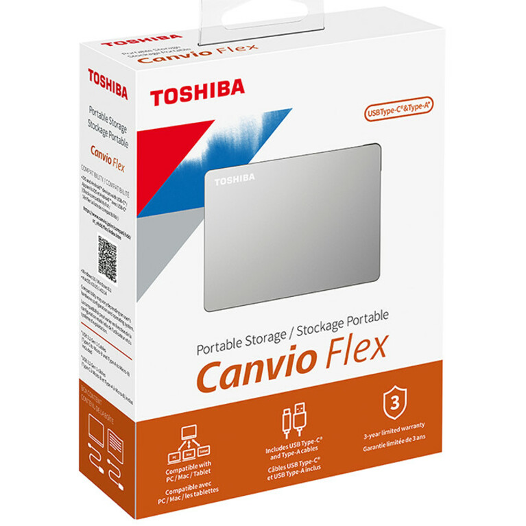 Toshiba - Disque dur Canvio Flex HDTX120XSCAA 2 To Portable - Externe - Argent&eacute;