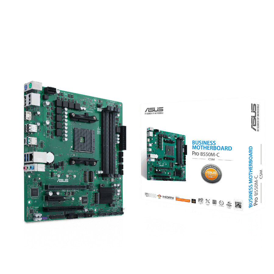 Asus PRO B550M-C/CSM Carte m&egrave;re pour ordinateur de bureau - AMD B550 Puce - Socket AM4 - Micro ATX