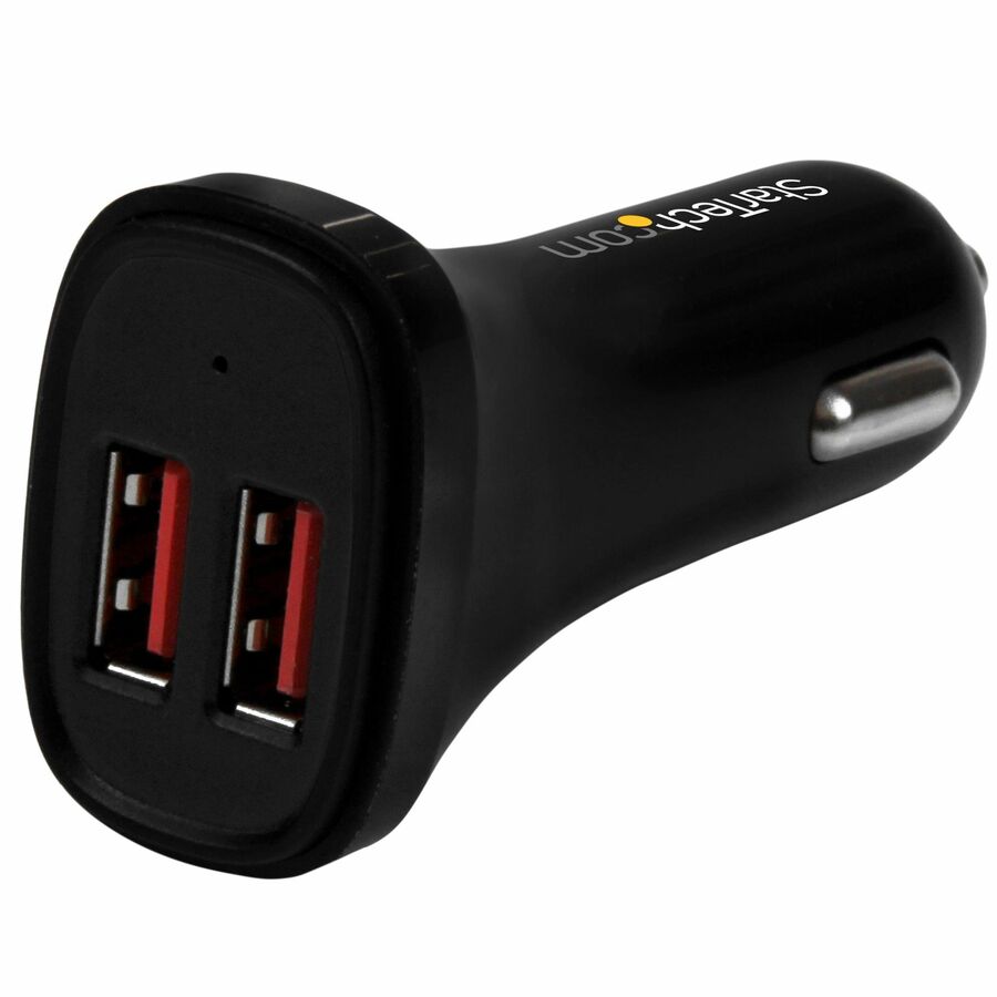 StarTech.com Dual-Port USB Car Charger - 24W/4.8A - Black