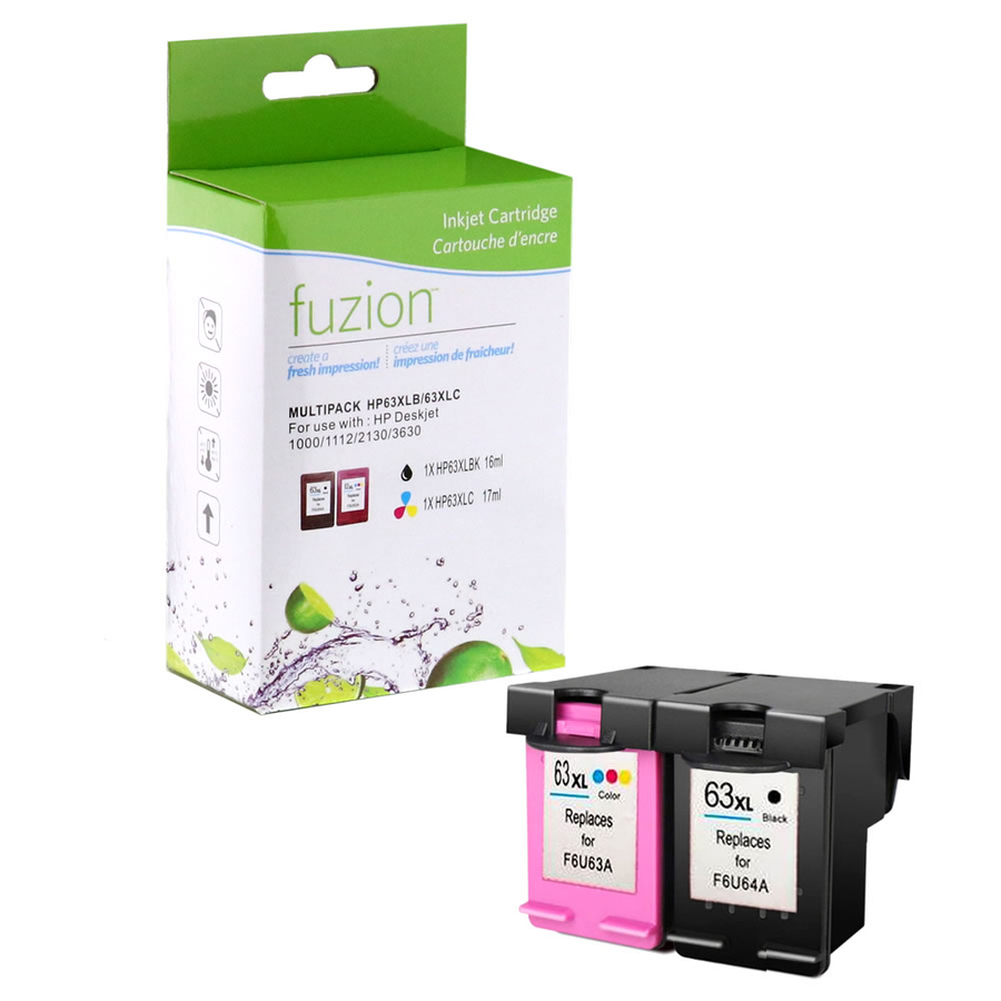 fuzion - Alternative for HP #63XL Remanufactured Inkjet Set - Black/CMY