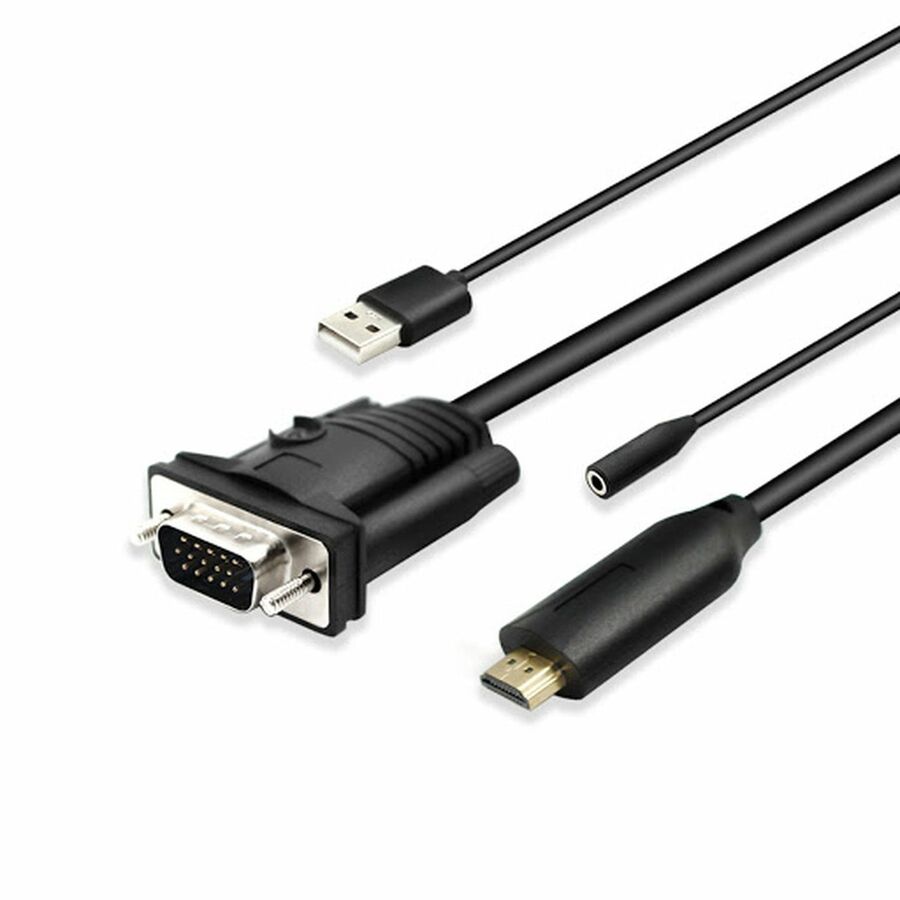 4XEM 10 ft HDMI to VGA adapter cable with 3.5 mm audio and USB power