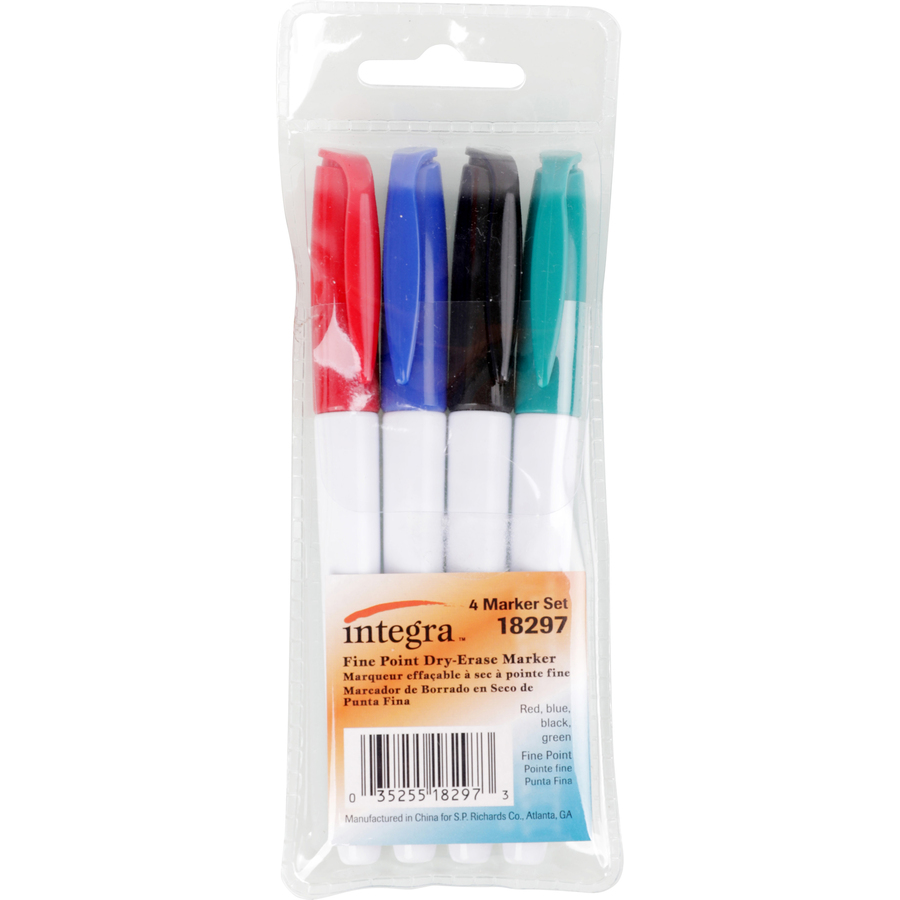 Great Erase Grip Chisel Tip Dry Erase Markers, Low-Odor, Assorted, 4/Set