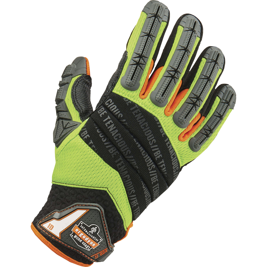 Ergodyne ProFlex 910 Half-Finger Impact Gloves + Wrist Support - Small Size  - Half Finger - Black - Anti-Vibration, Shock Resistant, Impact Resistant