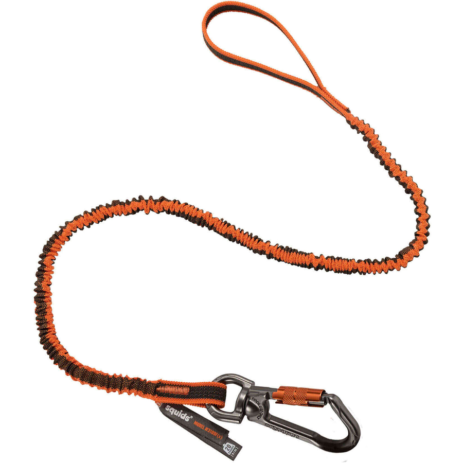 Squids 3109F(x) Dbl-Locking Single Carabiner Tool Lanyard with Swivel -  25lbs - 6 / Carton - 25 lb Load Capacity - Standard - Carabiner Attachment  - 11.3 Height x 1.3 Width x