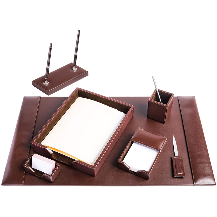 Desk Organizers - Desk Accessories - Leather Desk Organizer - Bonded  Leather Set - Office Desk Accessories - Home Office Accessories - Desk  Supplies 