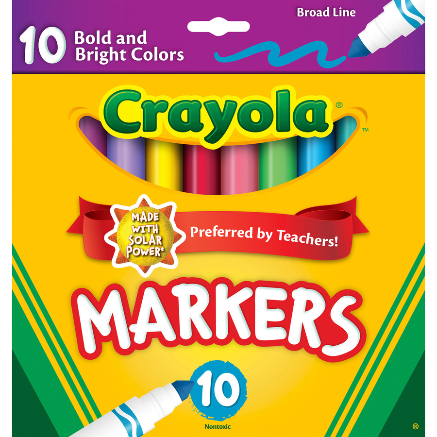 Broad Line Washable Markers, Broad Bullet Tip, Yellow, 12/Box - Zerbee