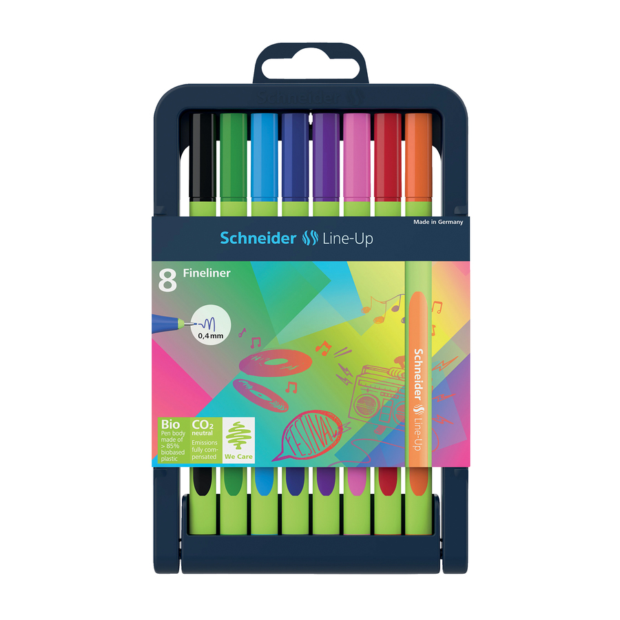 Schneider - Fineliners Line-Up de, couleurs vari&eacute;es, 0,4 mm, emb. de 8