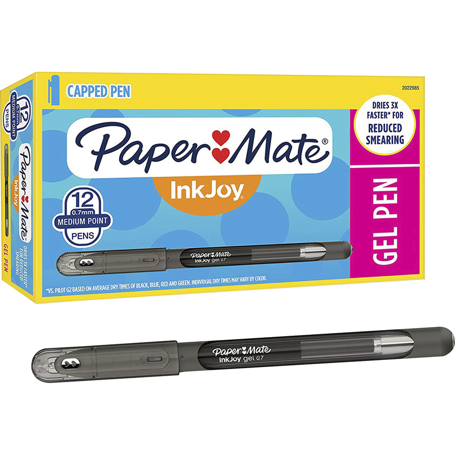 Paper Mate InkJoy Gel Pens - Medium Pen Point - Black Gel-based Ink - 144 /  Carton - Reliable Paper
