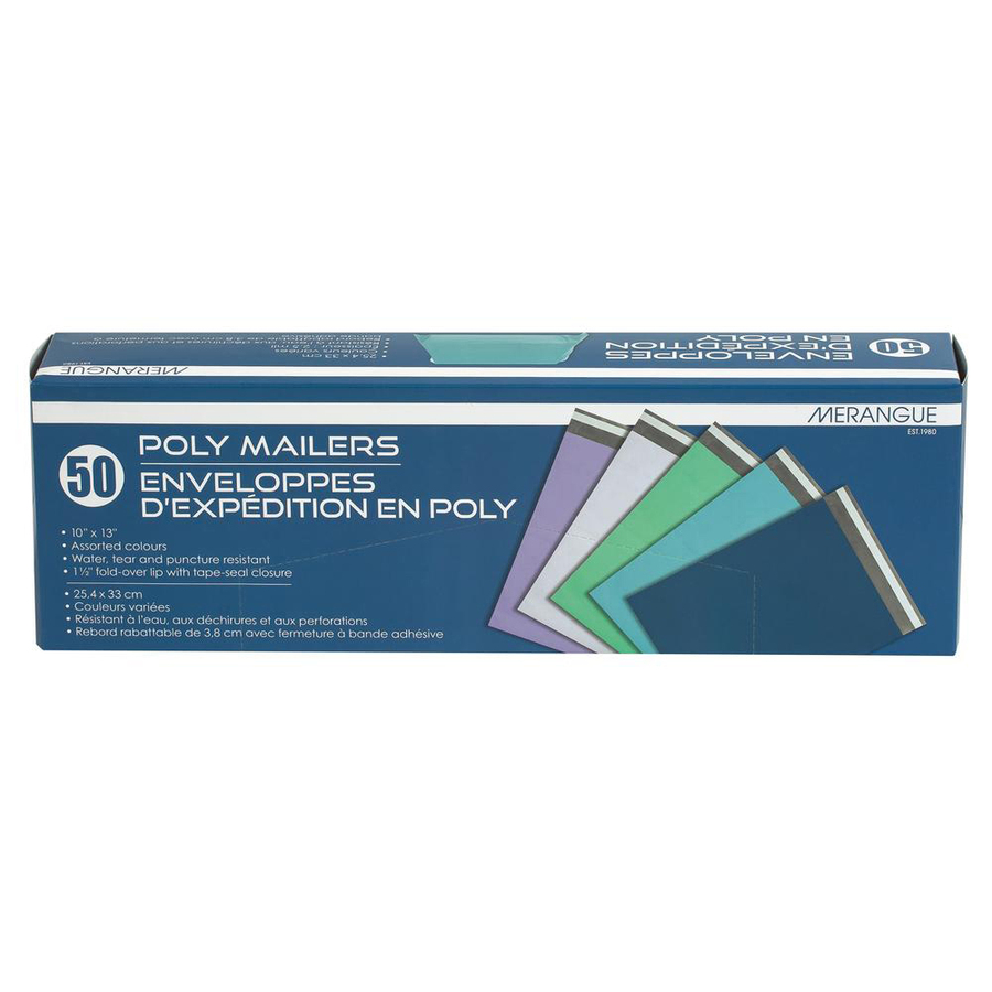 Merangue Poly Mailers 10" x 13" Assorted Colours 50/pkg