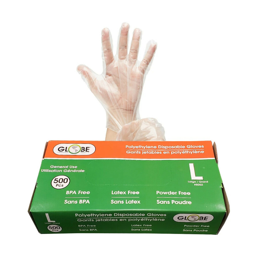 Globe Disposable Deli Gloves Large Clear 500/box