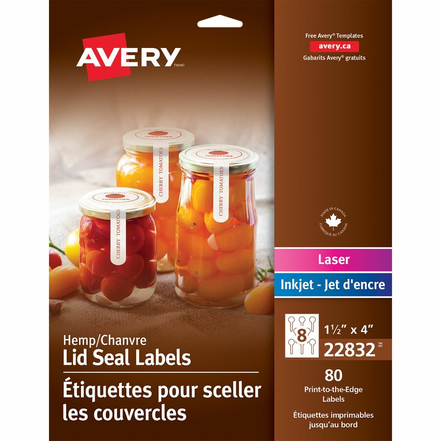 Étiquettes pour sceller les couvercles imprimables - Avery&reg;