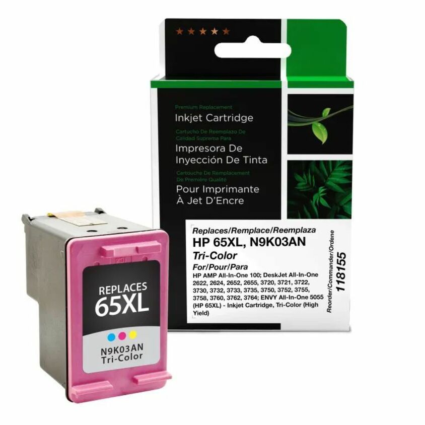 CIG 118155 Remanufactured High Yield Inkjet Ink Cartridge - Single Pack 65, 65XL (65XL (N9K03AN)) - Tri-color Each