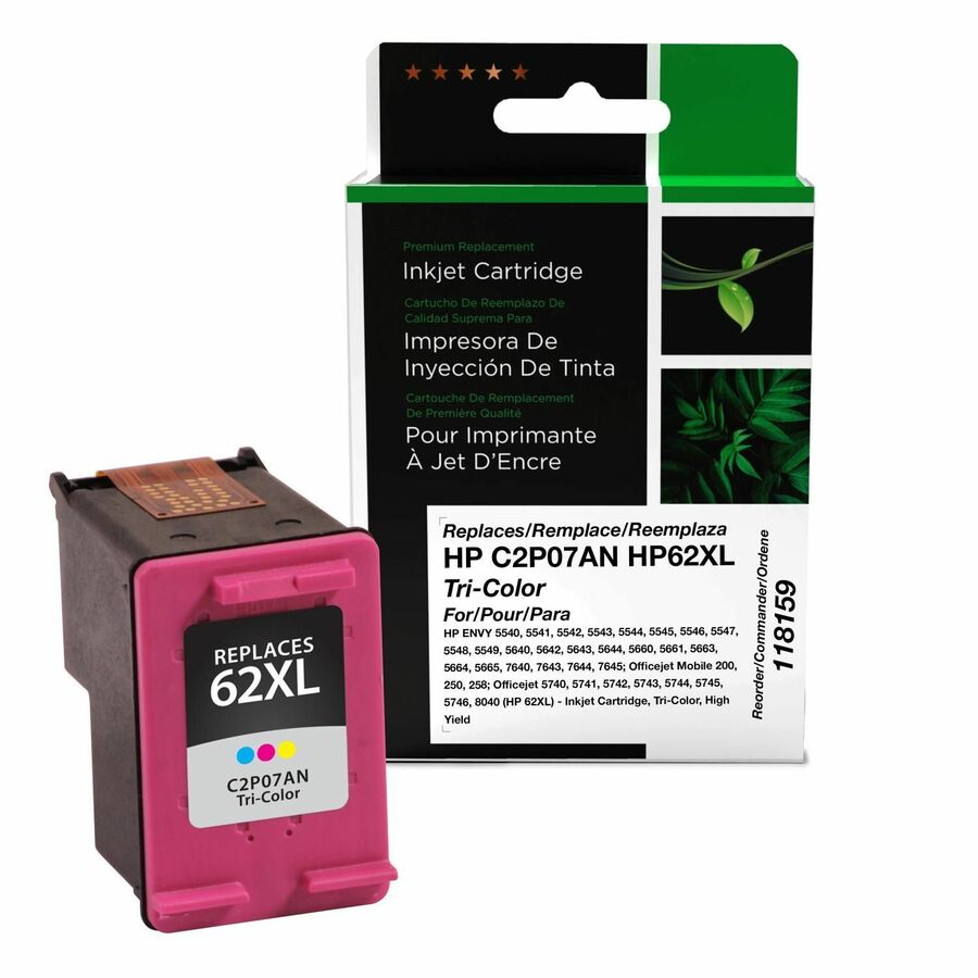 CIG Remanufactured High Yield Inkjet Ink Cartridge 62XL (C2P07AN) - Tri-color Each