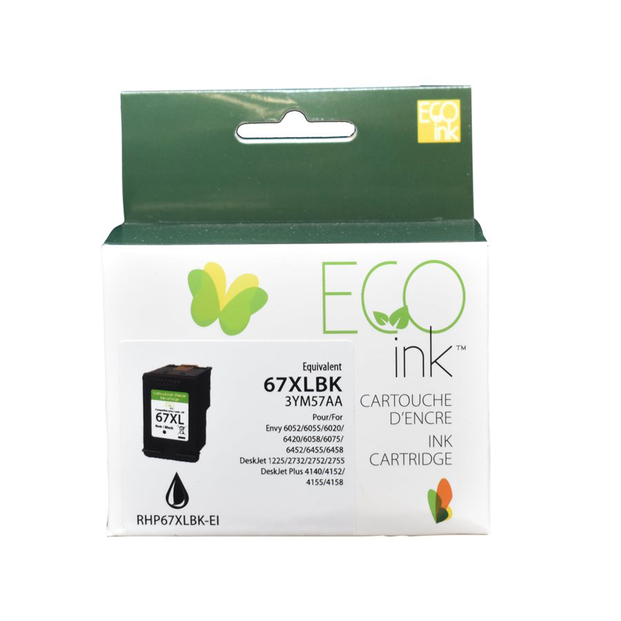 Eco Ink 3YM57AN Remanufactured Ink Cartridge 67XL, 67, 57AN (3YM57AN) - Black - 1 Each