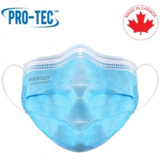 RONCO - Masques pliss&eacute;s PRO-TEC 3 plis, certifi&eacute;s ASTM niveau 3, bleus, boîte de 50