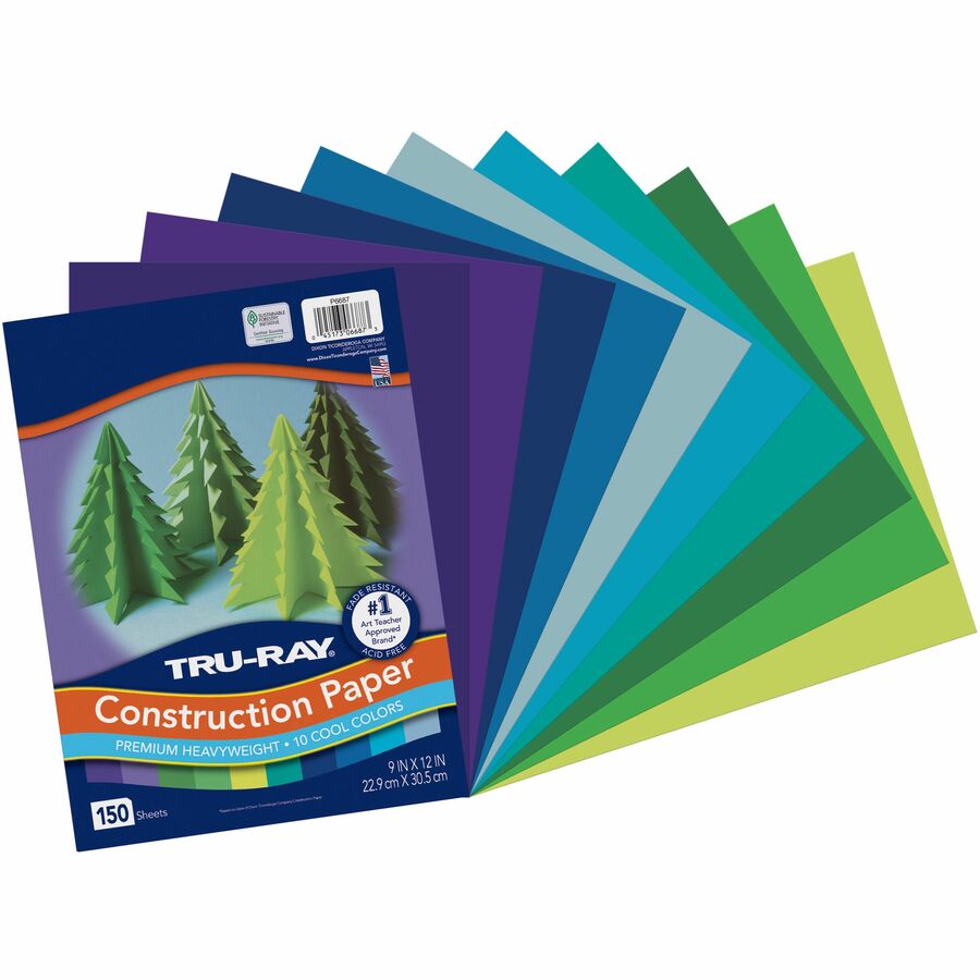 Tru-Ray Sulphite Construction Paper, 18 x 24 Inches, Festive Green, 50