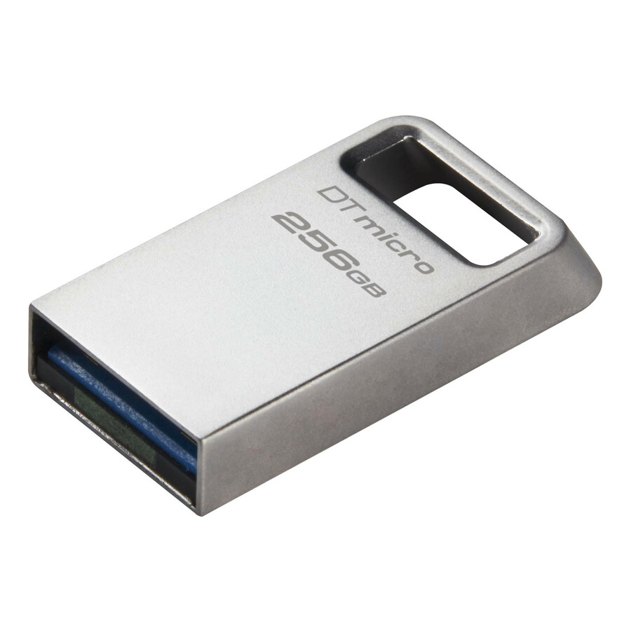 Kingston DataTraveler Micro USB Flash Drive - 256 GB - USB 3.2 (Gen 1) Type A - 200 MB/s Read Speed - Silver - 5 Year Warranty