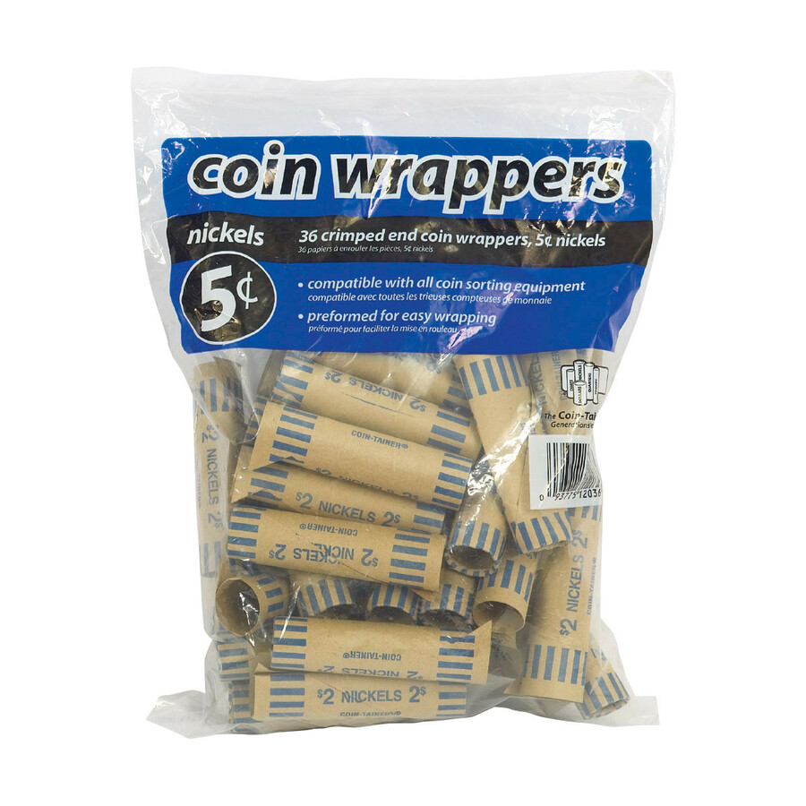 Merangue Paper Coin Wrapper, Nickel, 36 Pack